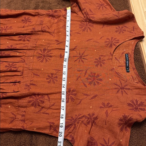 Gudrun Sjoden “Leia” Linen Dress, Henna/Patterned, Size Medium - Picture 15 of 15